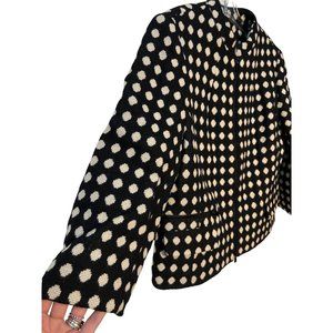 Jones New York Collection Wool Jacket Black White Polka Dots Top Coat